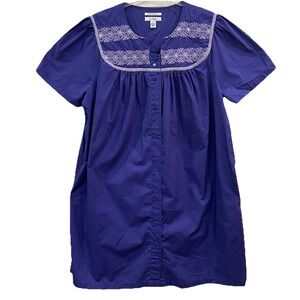 Go Softly‎ Patio House Dress Size XL Purple Embroidered Sequins Pockets Wrinkle